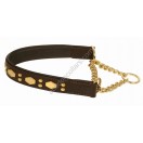 Comfy Half Check Leather Dog Collar : fits up to 22" . Leather is 15" (Width 1")